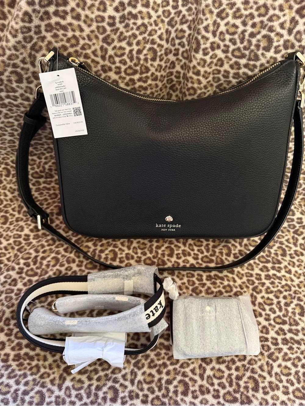 Kate Spade Emma. New with tags. Black Pebbled Leather Shoulder Bag Gold Hardware
